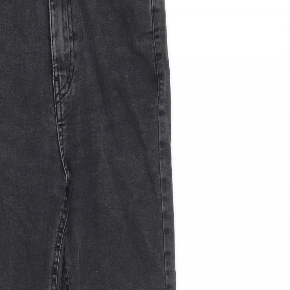 Pull&Bear Womens Grey Cotton Bootcut Jeans Size 6 L26 in Regular Zip - Raw Hem