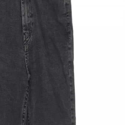 Pull&Bear Womens Grey Cotton Bootcut Jeans Size 6 L26 in Regular Zip - Raw Hem