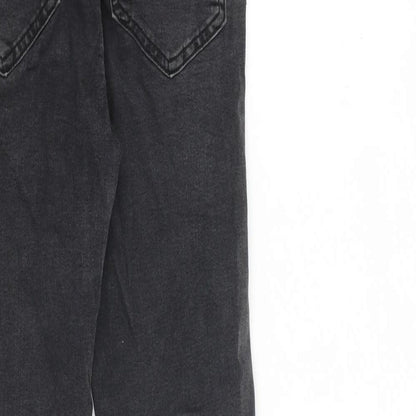 Pull&Bear Womens Grey Cotton Bootcut Jeans Size 6 L26 in Regular Zip - Raw Hem