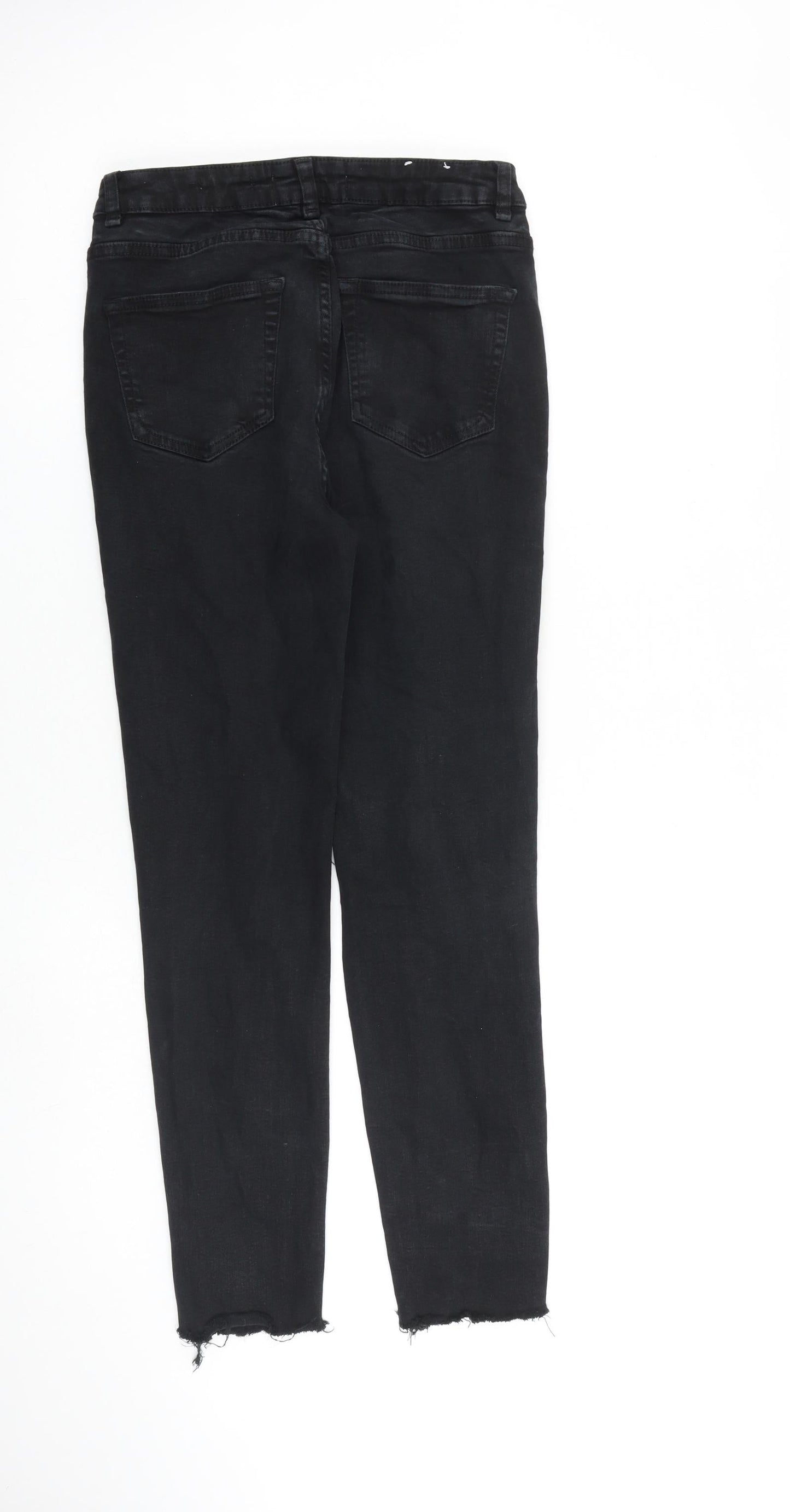 New Look Womens Black Cotton Skinny Jeans Size 10 L26 in Slim Zip - Raw Hem