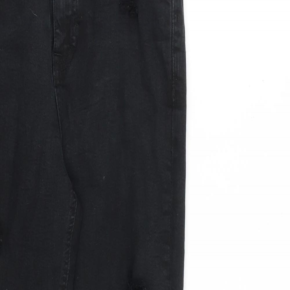 New Look Womens Black Cotton Skinny Jeans Size 10 L26 in Slim Zip - Raw Hem