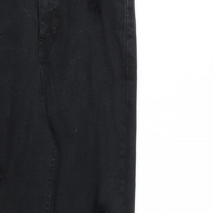 New Look Womens Black Cotton Skinny Jeans Size 10 L26 in Slim Zip - Raw Hem