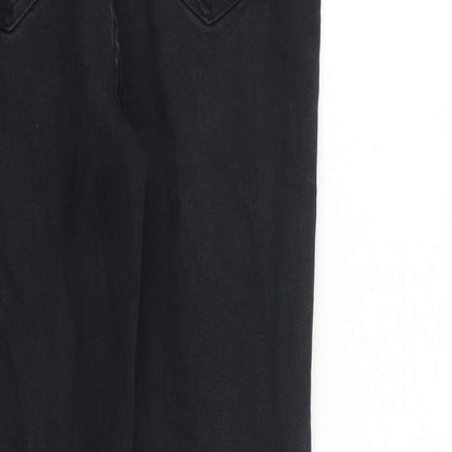 New Look Womens Black Cotton Skinny Jeans Size 10 L26 in Slim Zip - Raw Hem