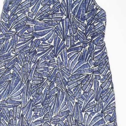 ICHI Womens Blue Geometric Viscose Tank Dress Size 8 Round Neck Pullover