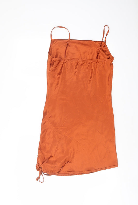 PRETTYLITTLETHING Womens Red Polyester Slip Dress Size 8 Cowl Neck Pullover