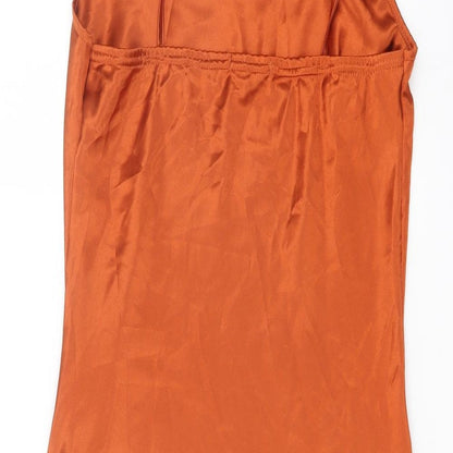 PRETTYLITTLETHING Womens Red Polyester Slip Dress Size 8 Cowl Neck Pullover