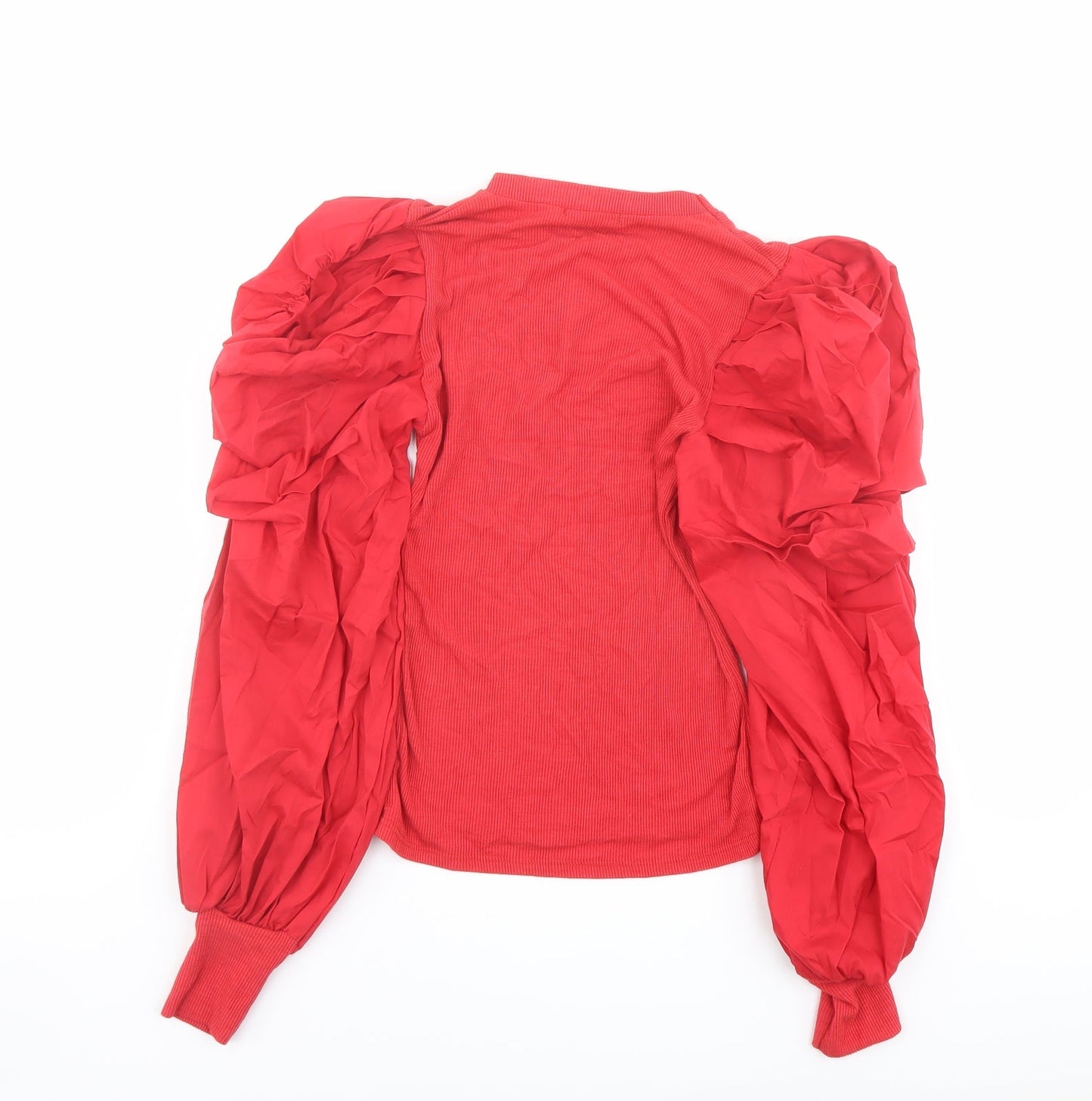 Today Womens Red Polyester Basic Blouse Size 8 Round Neck