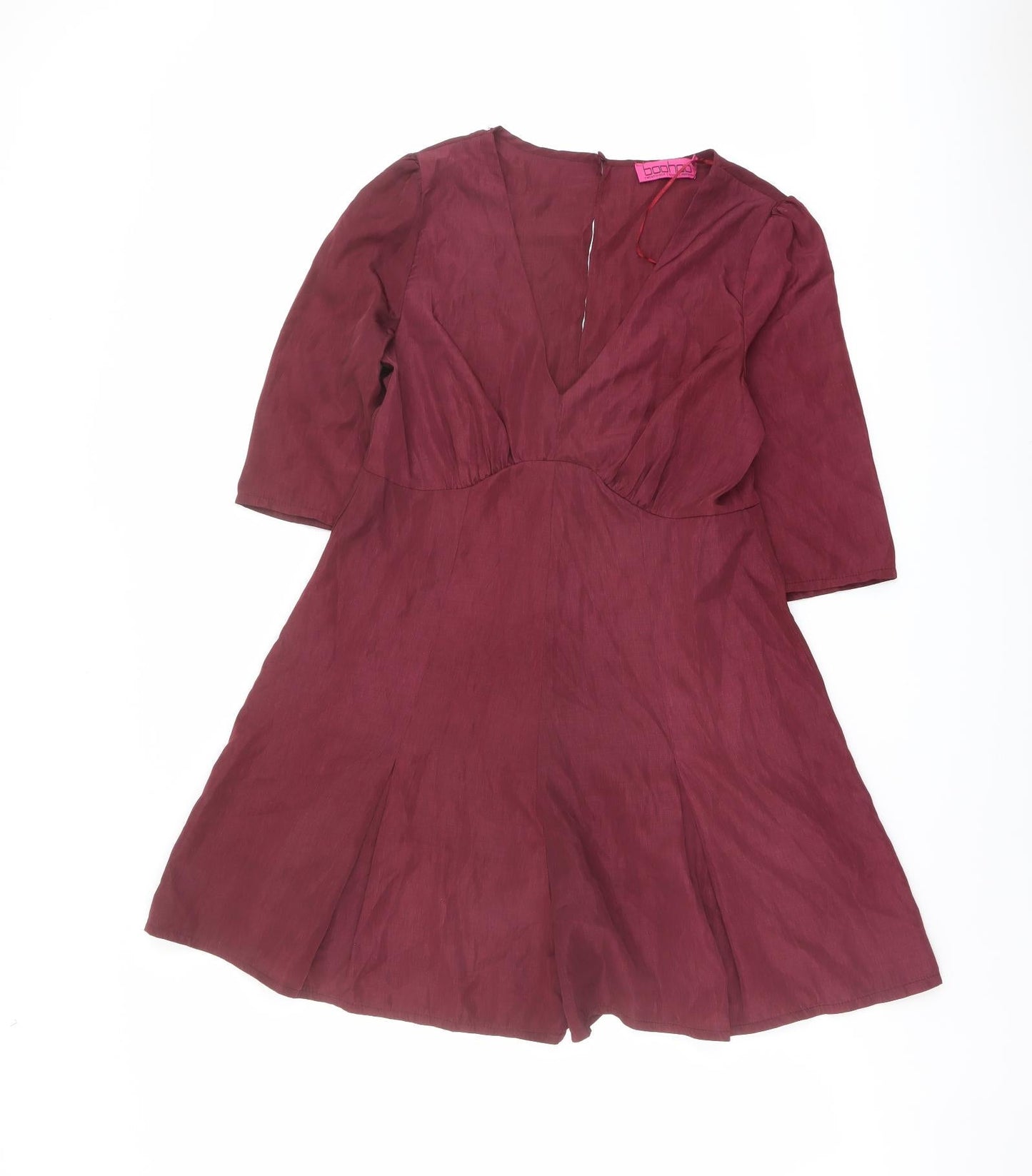 Boohoo Womens Purple Polyester Playsuit One-Piece Size 12 Zip