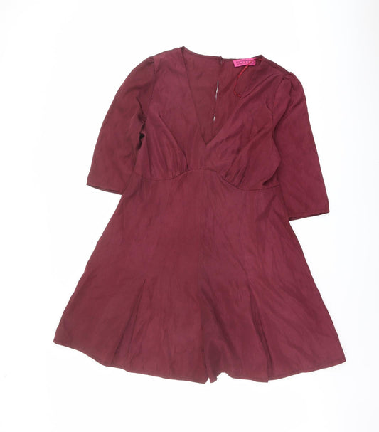 Boohoo Womens Purple Polyester Playsuit One-Piece Size 12 Zip