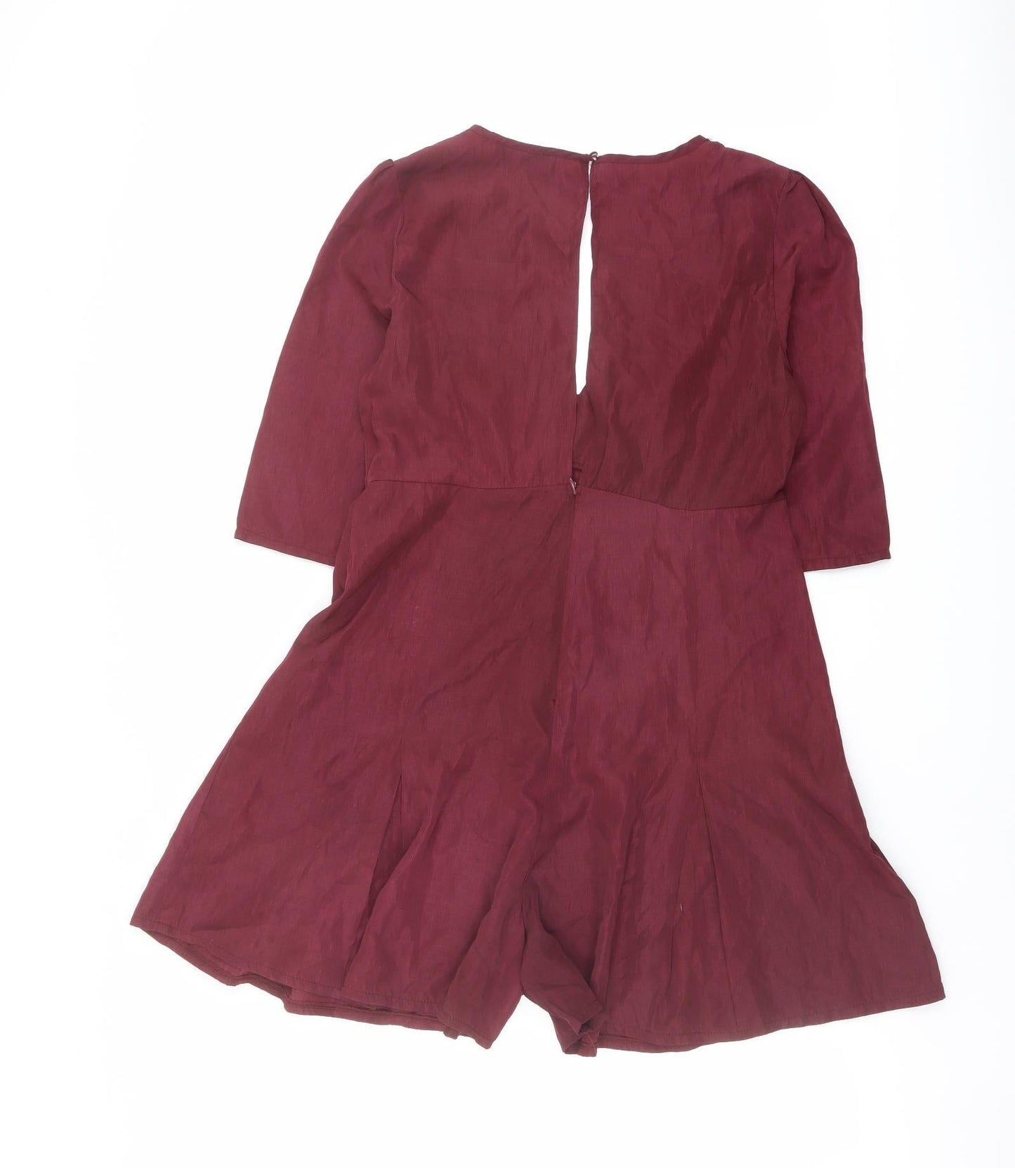 Boohoo Womens Purple Polyester Playsuit One-Piece Size 12 Zip