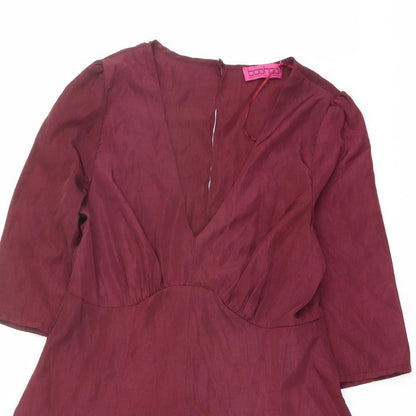 Boohoo Womens Purple Polyester Playsuit One-Piece Size 12 Zip