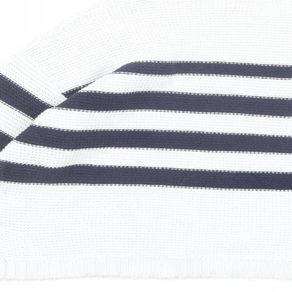 Lottie Lovers Womens White Crew Neck Striped Cotton Pullover Jumper Size 8 - Size 8-10