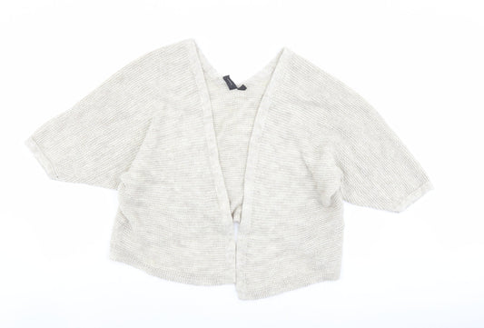 Izabel Womens Beige V-Neck Acrylic Shrug Jumper Size 10