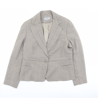 Marks and Spencer Womens Beige Polyester Jacket Blazer Size 16 - Stitch Detail
