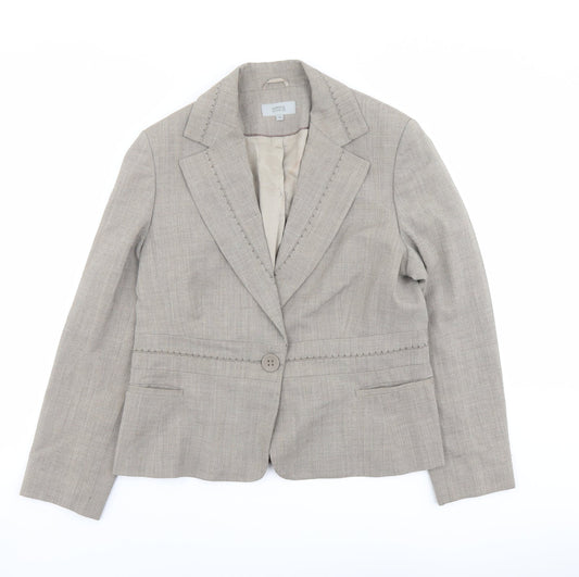 Marks and Spencer Womens Beige Polyester Jacket Blazer Size 16 - Stitch Detail
