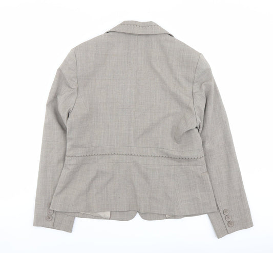 Marks and Spencer Womens Beige Polyester Jacket Blazer Size 16 - Stitch Detail