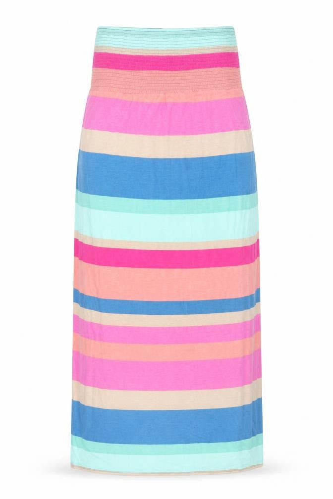 Warehouse Womens Multicoloured Striped Viscose A-Line Size M Off the Shoulder Pullover