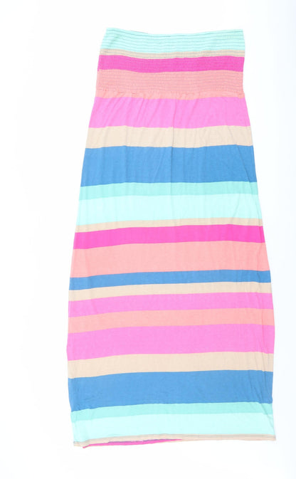 Warehouse Womens Multicoloured Striped Viscose A-Line Size M Off the Shoulder Pullover
