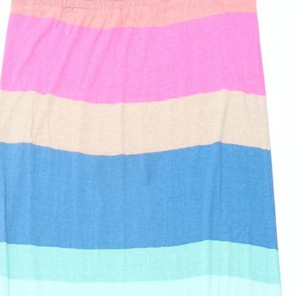 Warehouse Womens Multicoloured Striped Viscose A-Line Size M Off the Shoulder Pullover