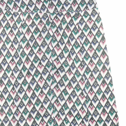 GARDEUR Womens Multicoloured Geometric Cotton A-Line Skirt Size 10 Zip
