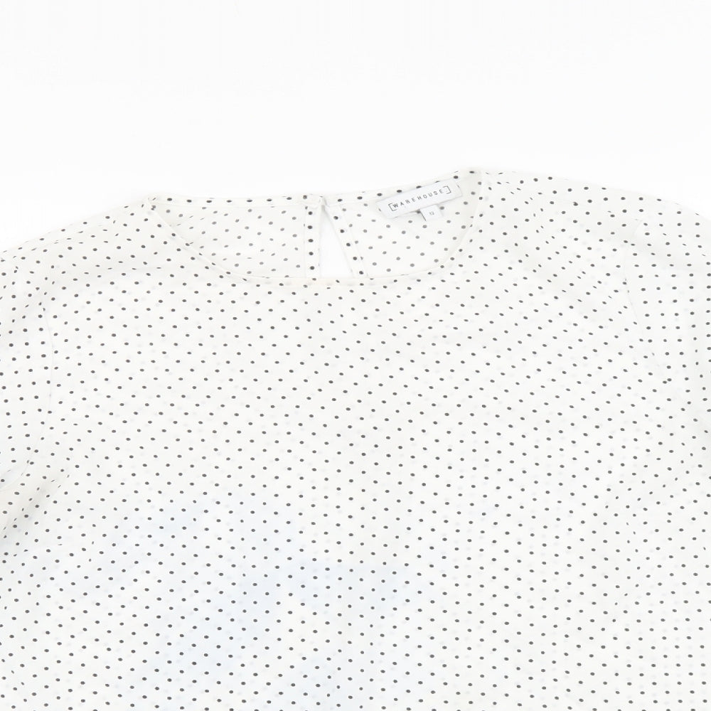 Womens UK Size 12 Warehouse White Basic Blouse