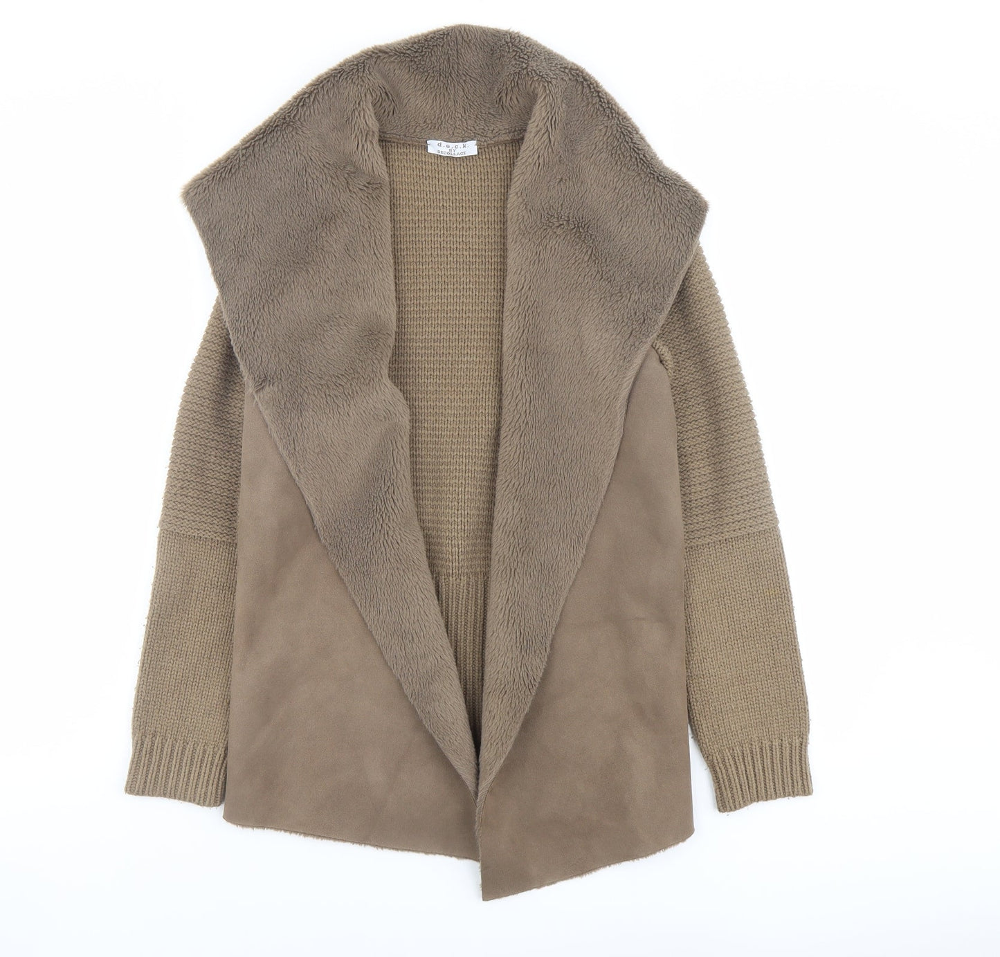 D.E.C.K. Womens Beige V-Neck Acrylic Cardigan Jumper Size M
