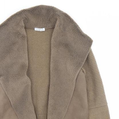D.E.C.K. Womens Beige V-Neck Acrylic Cardigan Jumper Size M