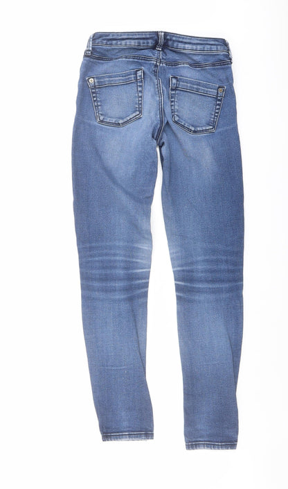 Topshop Womens Blue Cotton Skinny Jeans Size 24 in L28 in Regular Button