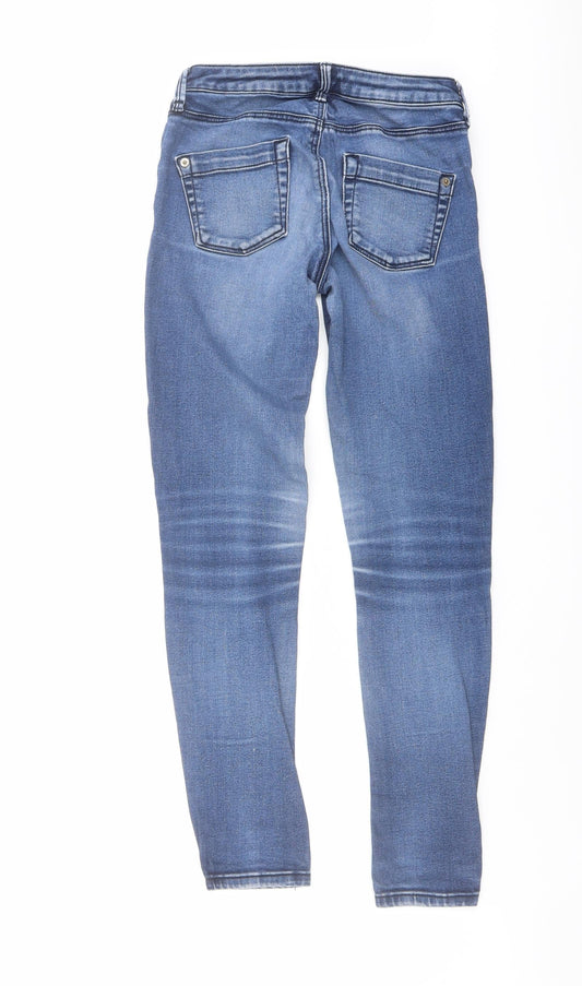 Topshop Womens Blue Cotton Skinny Jeans Size 24 in L28 in Regular Button