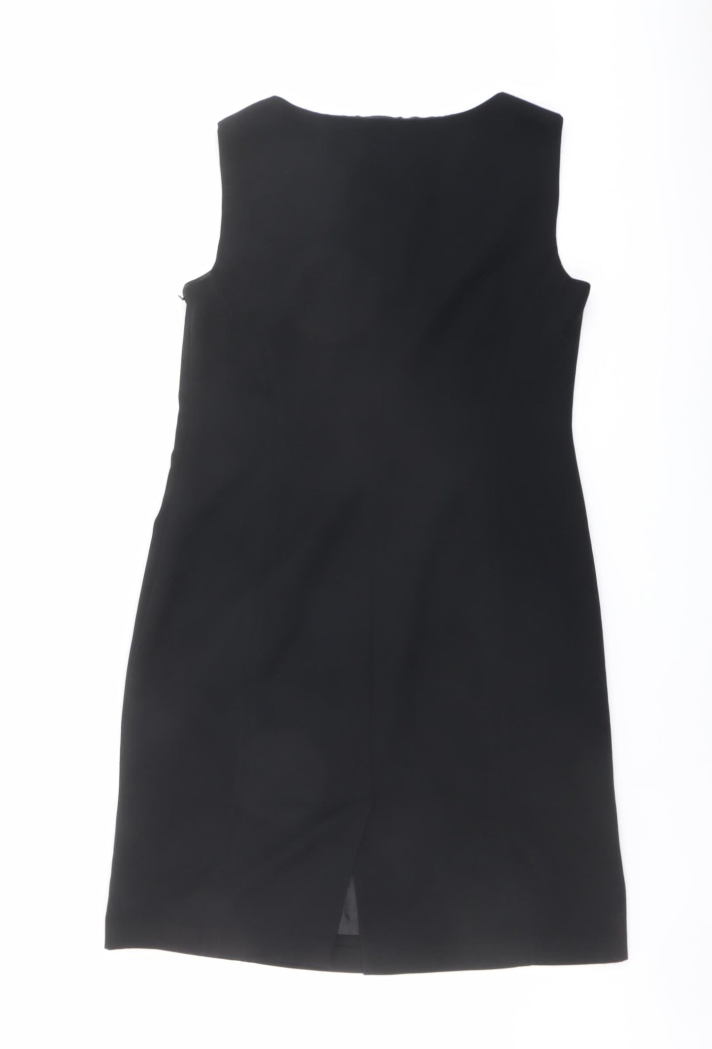 Elegance Womens Black Polyester Shift Size 14 V-Neck Zip