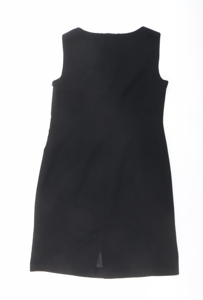 Elegance Womens Black Polyester Shift Size 14 V-Neck Zip