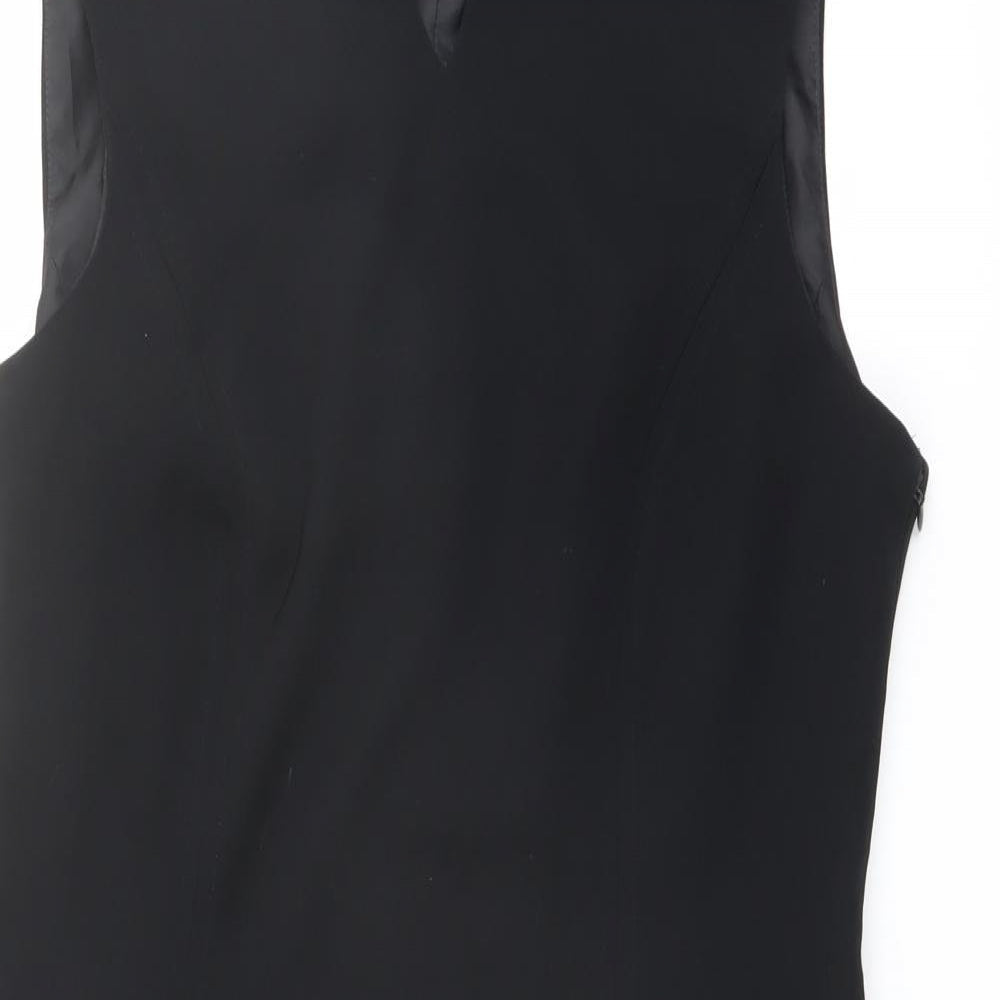 Elegance Womens Black Polyester Shift Size 14 V-Neck Zip