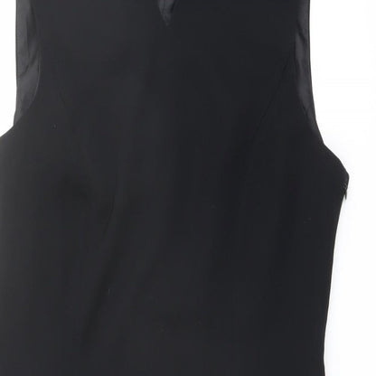 Elegance Womens Black Polyester Shift Size 14 V-Neck Zip