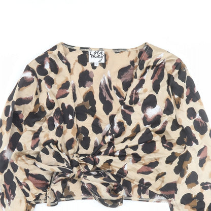 Womens UK Size 12 Lola May Brown Cropped Blouse