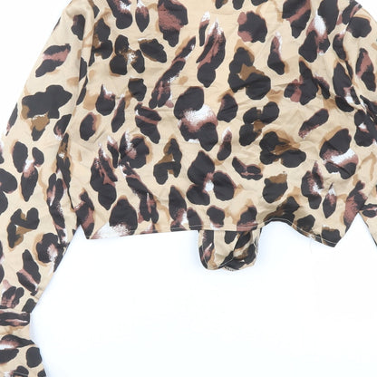 Womens UK Size 12 Lola May Brown Cropped Blouse