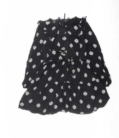 Marks and Spencer Womens Black Geometric Polyester Mini Size 12 Round Neck Tie