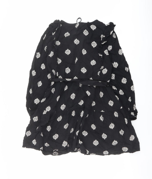 Marks and Spencer Womens Black Geometric Polyester Mini Size 12 Round Neck Tie