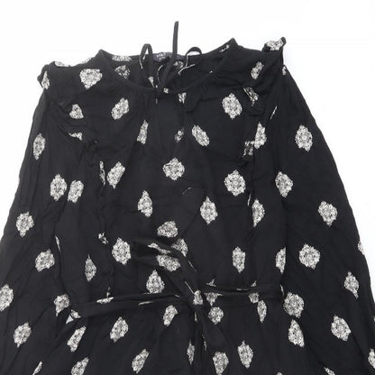 Marks and Spencer Womens Black Geometric Polyester Mini Size 12 Round Neck Tie