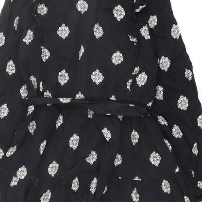 Marks and Spencer Womens Black Geometric Polyester Mini Size 12 Round Neck Tie