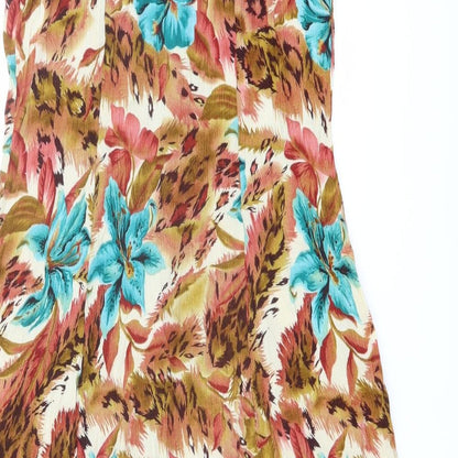 Dressbarn Womens Multicoloured Floral Viscose A-Line Size 8 V-Neck Button