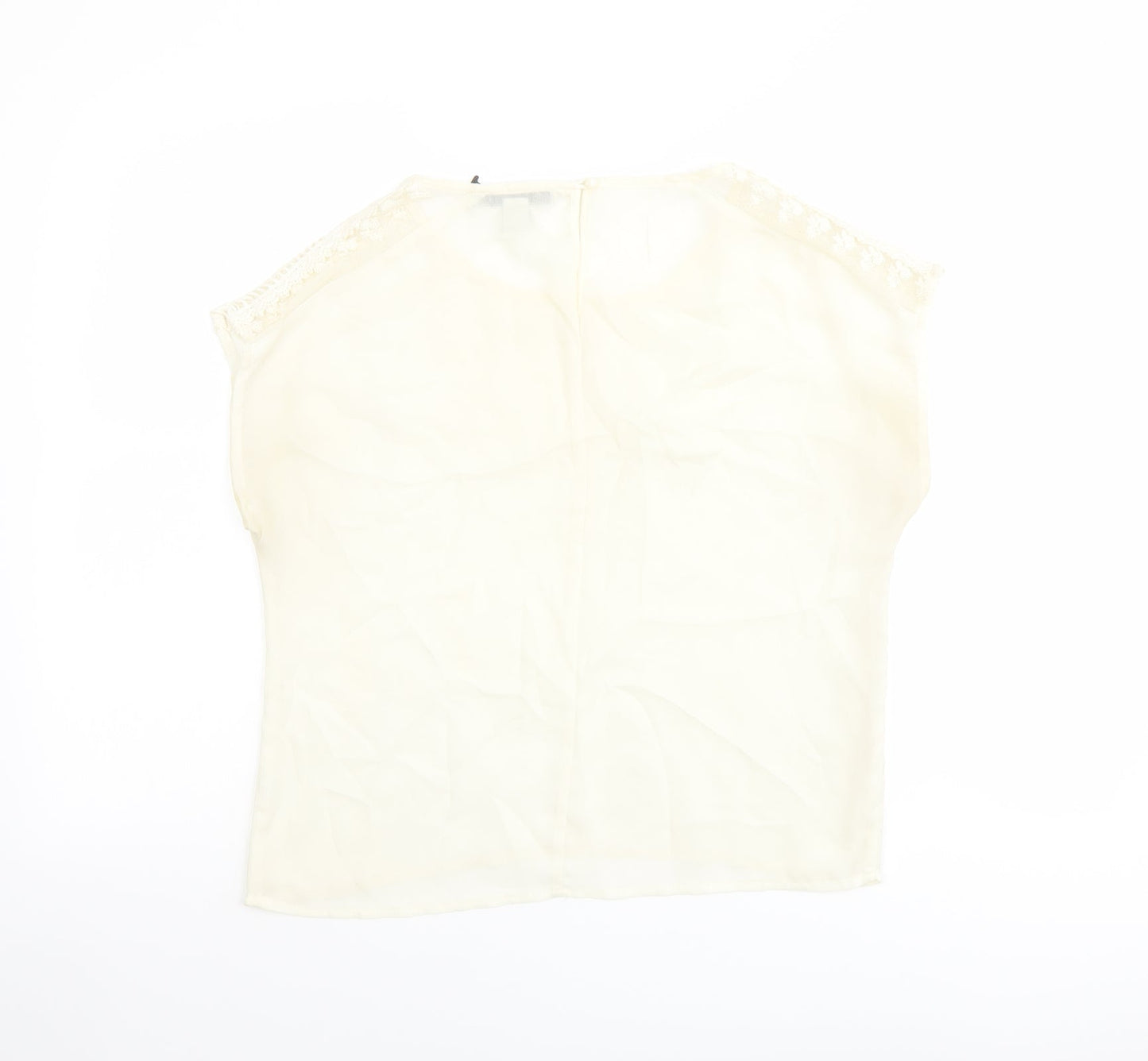 FOREVER 21 Womens Ivory Polyester Basic T-Shirt Size S Round Neck