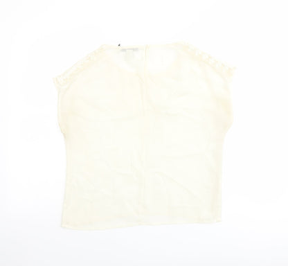 FOREVER 21 Womens Ivory Polyester Basic T-Shirt Size S Round Neck