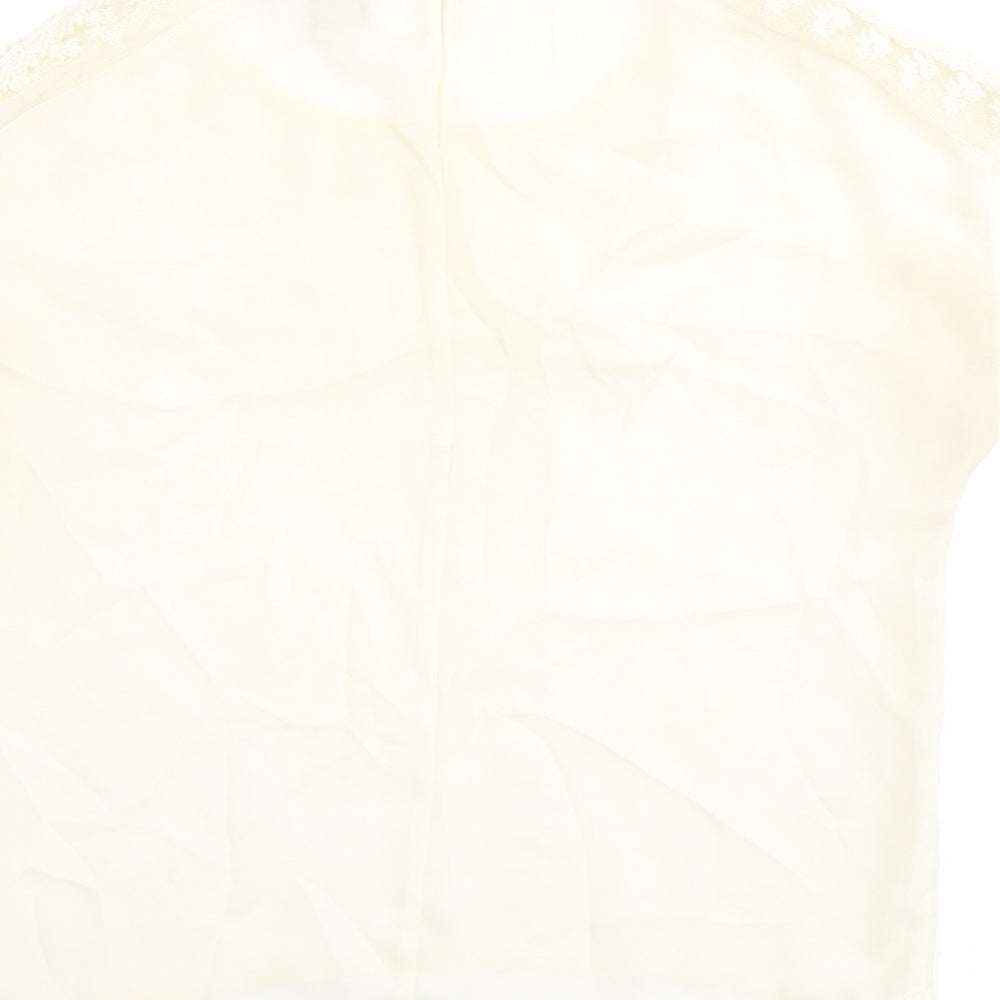 FOREVER 21 Womens Ivory Polyester Basic T-Shirt Size S Round Neck