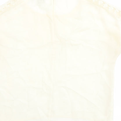 FOREVER 21 Womens Ivory Polyester Basic T-Shirt Size S Round Neck