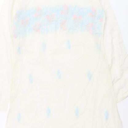 Rupali Womens Ivory Viscose A-Line Size S Round Neck Pullover