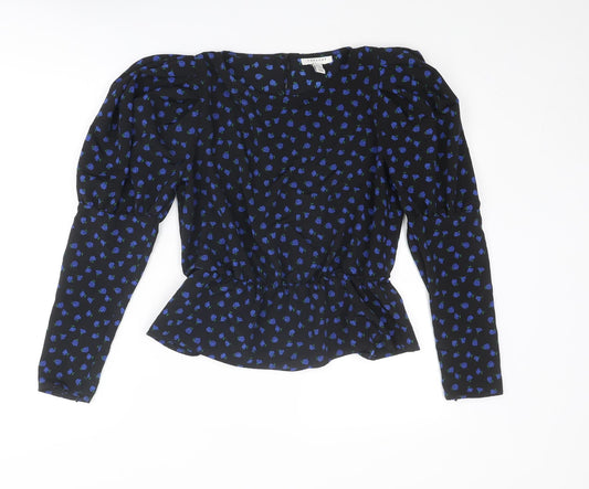 Womens UK Size 10 Topshop Black Basic Blouse