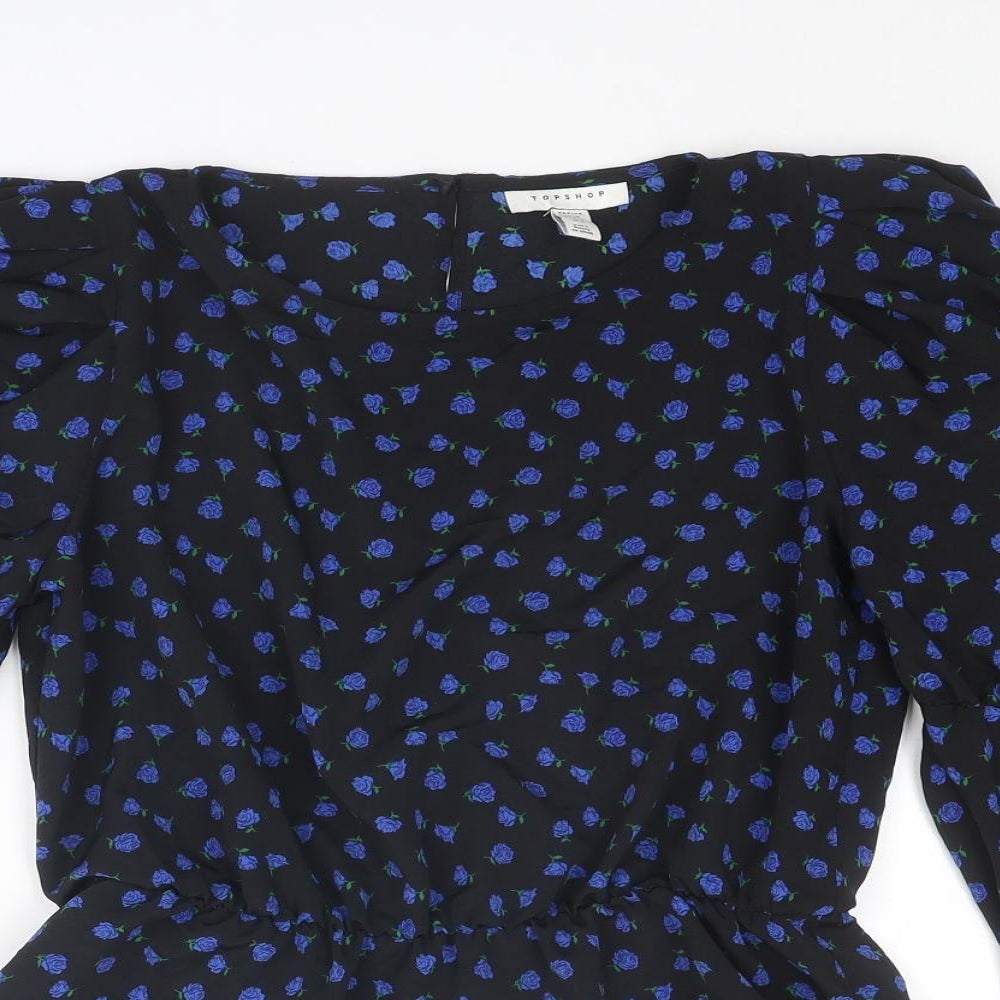 Womens UK Size 10 Topshop Black Basic Blouse