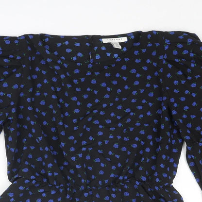Womens UK Size 10 Topshop Black Basic Blouse