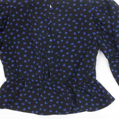 Womens UK Size 10 Topshop Black Basic Blouse
