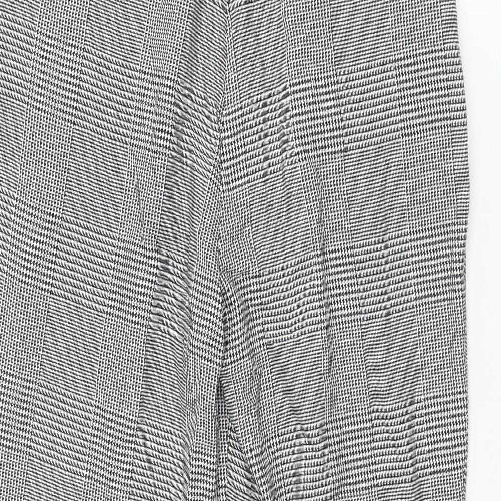 River Island Womens Grey Plaid Polyester Carrot Trousers Size 10 L25 in Regular Zip